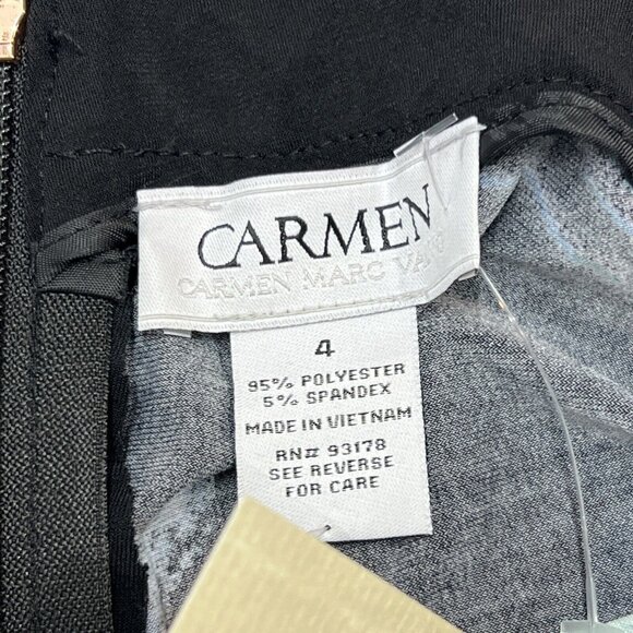 Carmen Marc Valvo Skirt Womens 4 Black Abstract Floral Jersey Knit‎ Midi Artsy - Picture 7 of 7